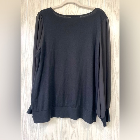 Lauren Ralph Lauren Woman Black Sweater With Sheer Long Sleeves Size 2X EUC - Picture 4 of 5